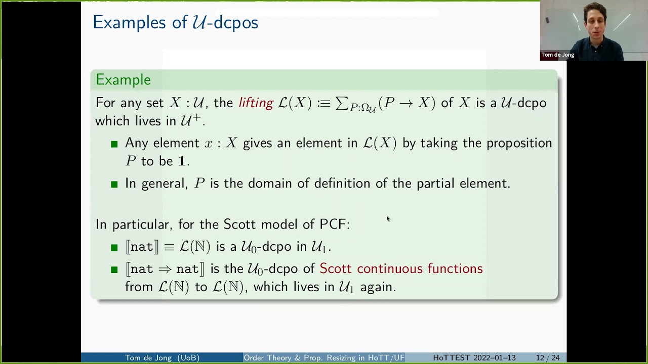 Tom de Jong, Order theory and propositional resizing in HoTT/UF