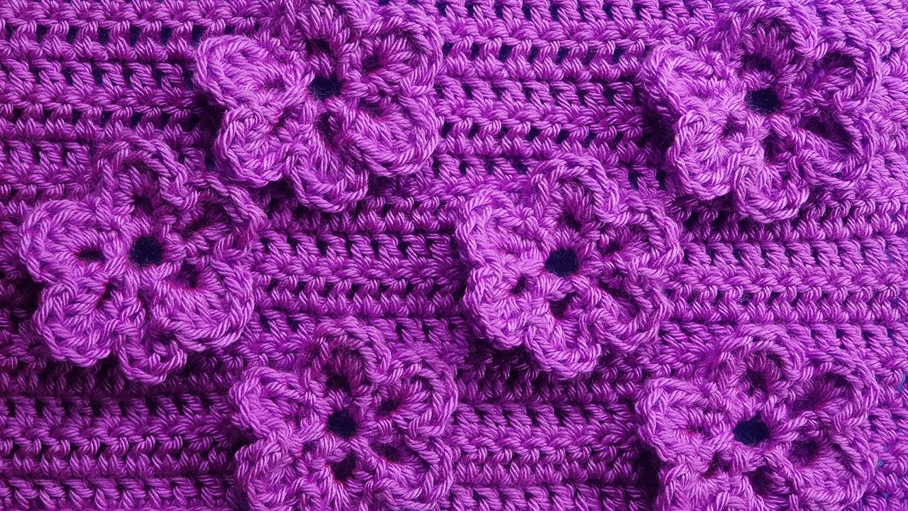 Узор с цветочками Вязание крючком Crochet pattern with flowers 83