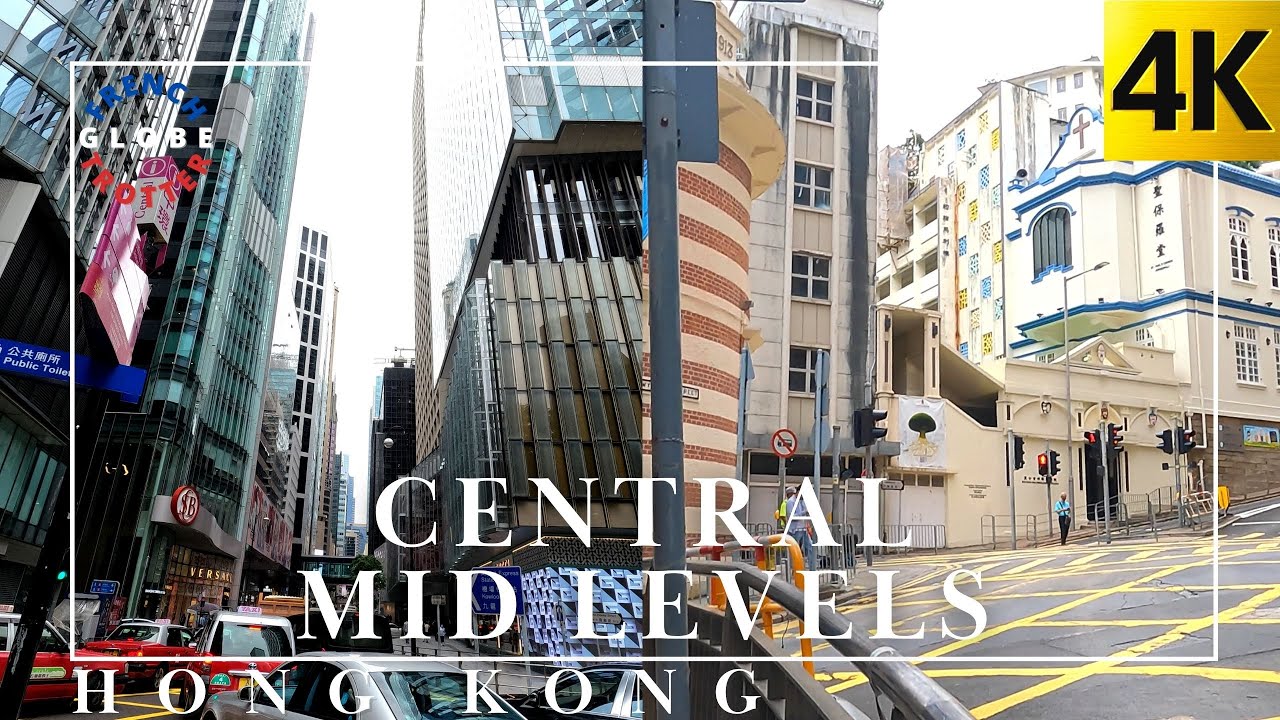 4K HONG KONG Walking Uphill 🇭🇰 CENTRAL MID-LEVELS | Lan Kwai Fong Bar Heritage Gas Lamp tour 中環半山區