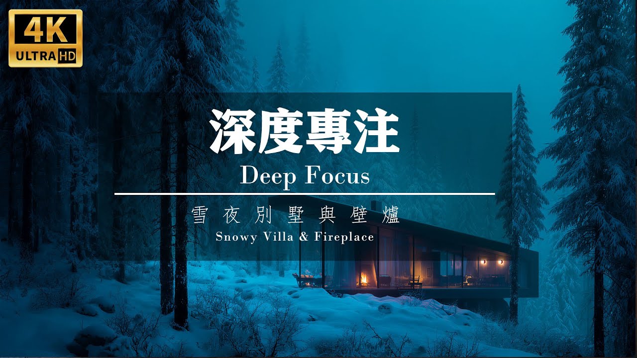 深度專注：雪夜別墅與壁爐 ｜ 學習工作音樂 ❄️🔥 Deep Focus: Snowy Villa & Fireplace | Music for Study & Work