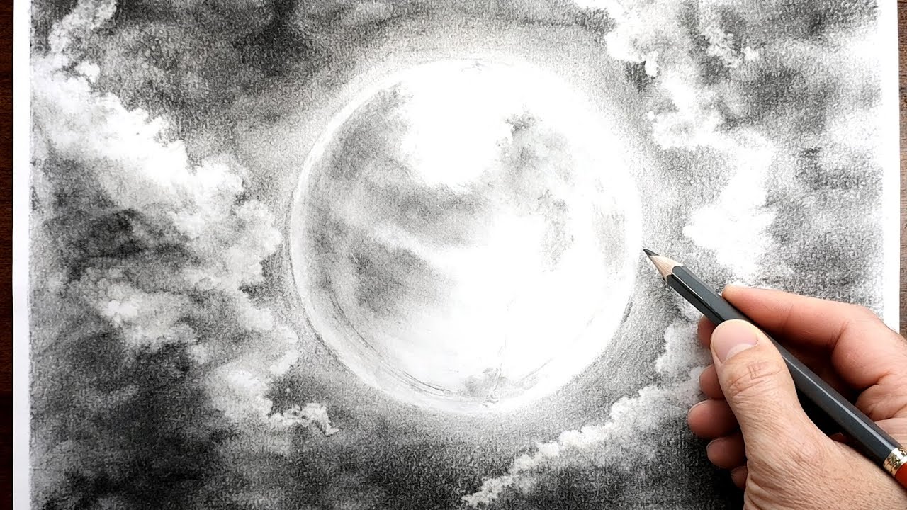 Realistic Moon Drawing Tutorial with Pencil | Easy Step-by-Step Graphite Shading for Beginners 🌕✏️