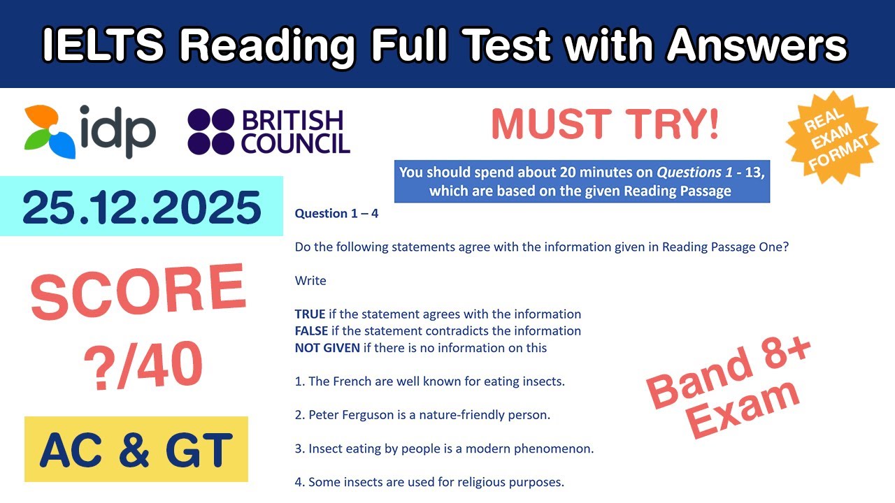 IELTS Reading Practice Test with Answers 25.12.2025 - Test #107
