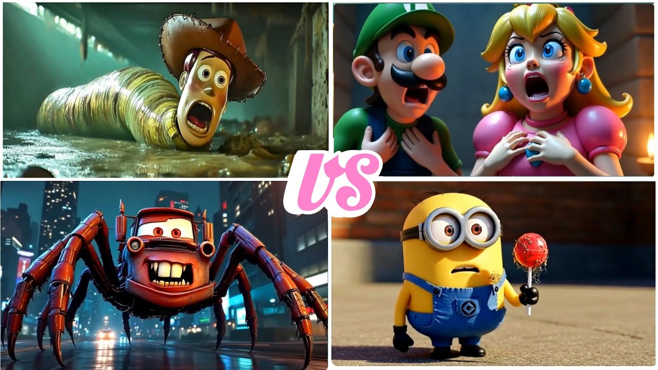 WOODY.EXE 🆚️SUPER MARIO EXE🆚️McQueen Meter Eater 🆚️MINION EXE CYBERWORM