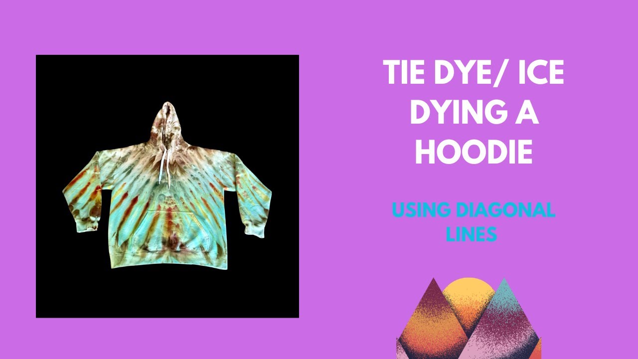 Ice dye Tie dye Hoodie symmetrical diagonal lines