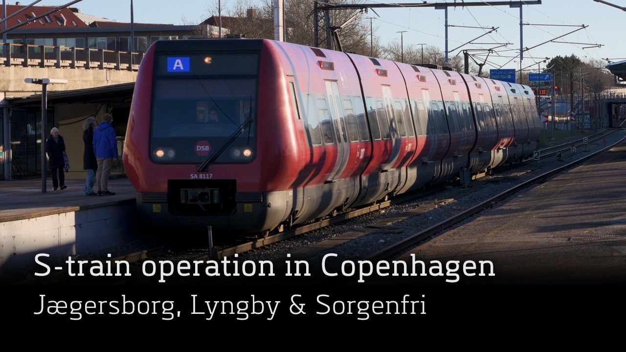 S-train in operation in Copenhagen - Jægersborg - Lyngby - Sorgenfri