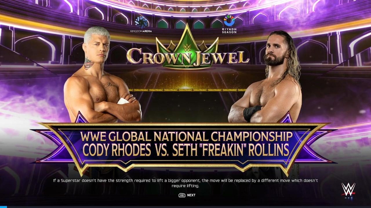 WWE 2K25 Cody Rhodes vs Seth ''Freakin'' Rollins |WWE Global National Title Match: Crown Jewel 2024