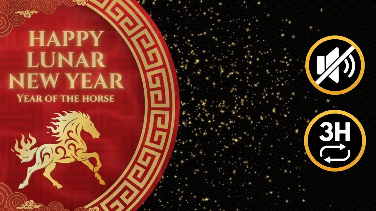 Lunar New Year Screensaver - Year of The Horse | Mute 3 Hour Looping Wallpaper | No Audio