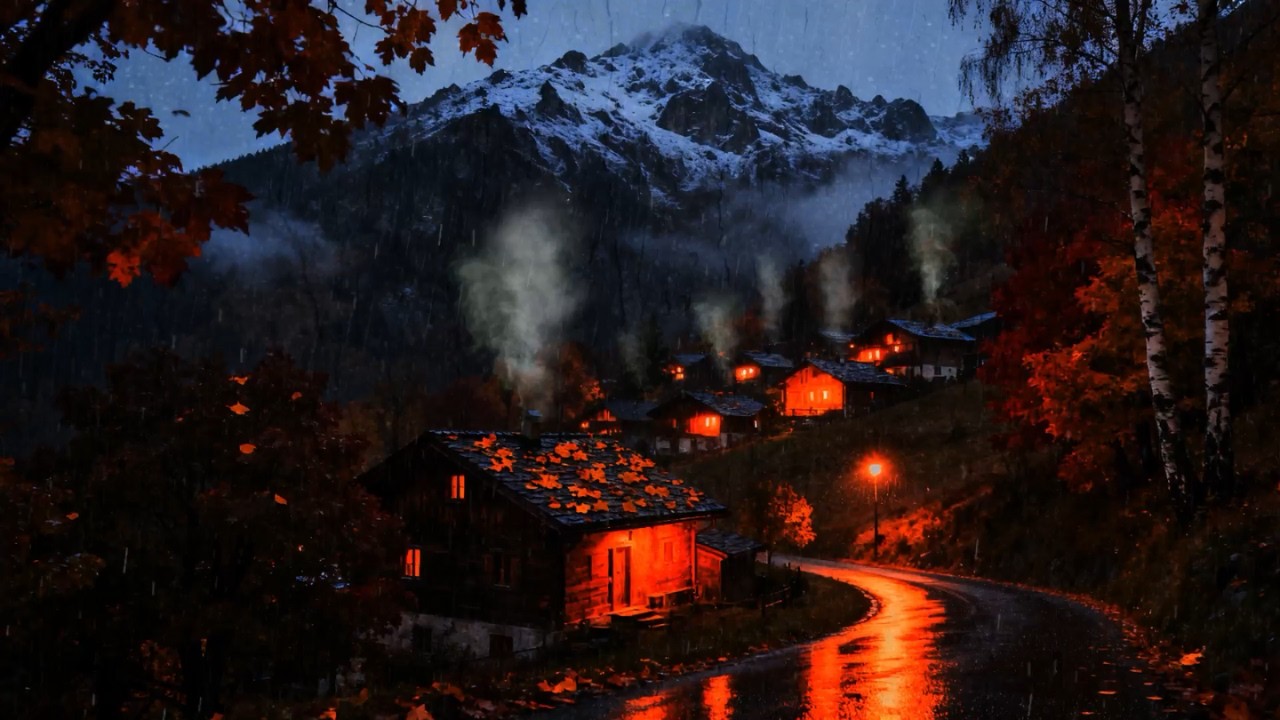 Deep Sleep in a Quiet Mountain Village 🌧️ Gentle Thunder & Rain Sounds All Night