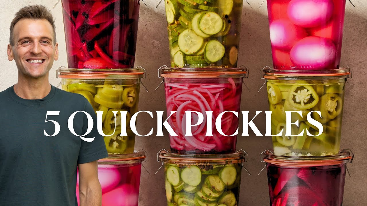 5 Quick Pickle Recipes (Beets, Sweet Pickles, Red Onions, Eggs & Jalapeños)