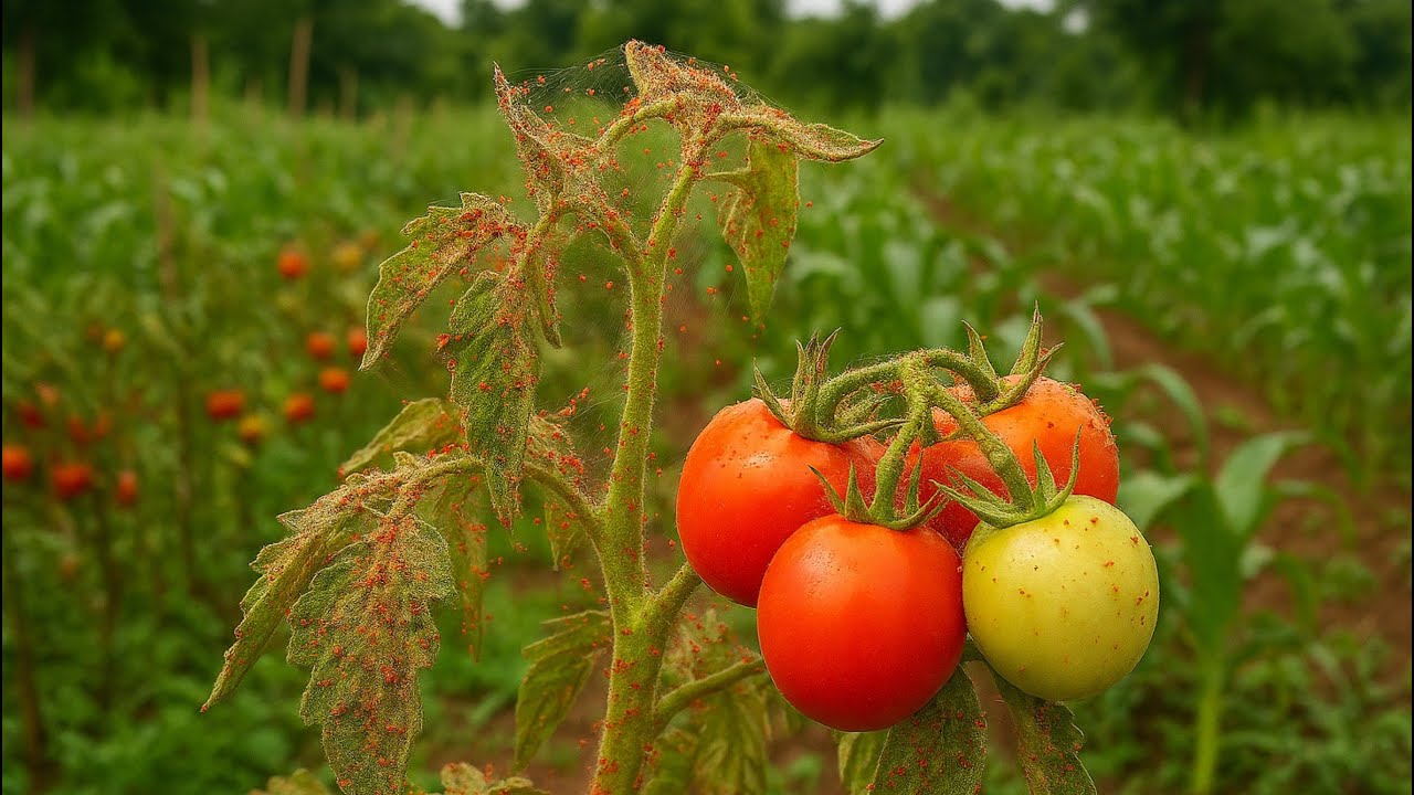 𝗥𝗘𝗗 𝗦𝗣𝗜𝗗𝗘𝗥 𝗠𝗜𝗧𝗘𝗦 𝗜𝗡 𝗧𝗢𝗠𝗔𝗧𝗢 𝗙𝗔𝗥𝗠𝗜𝗡𝗚 #farmingtips #vegetablefarming #farming #viralvideo #shortvideo