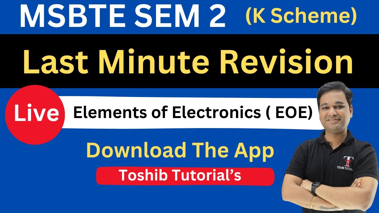 LIVE | Elements of Electronics 2nd semester | EOE Electrical Engineering K Scheme | Toshib Tutorials