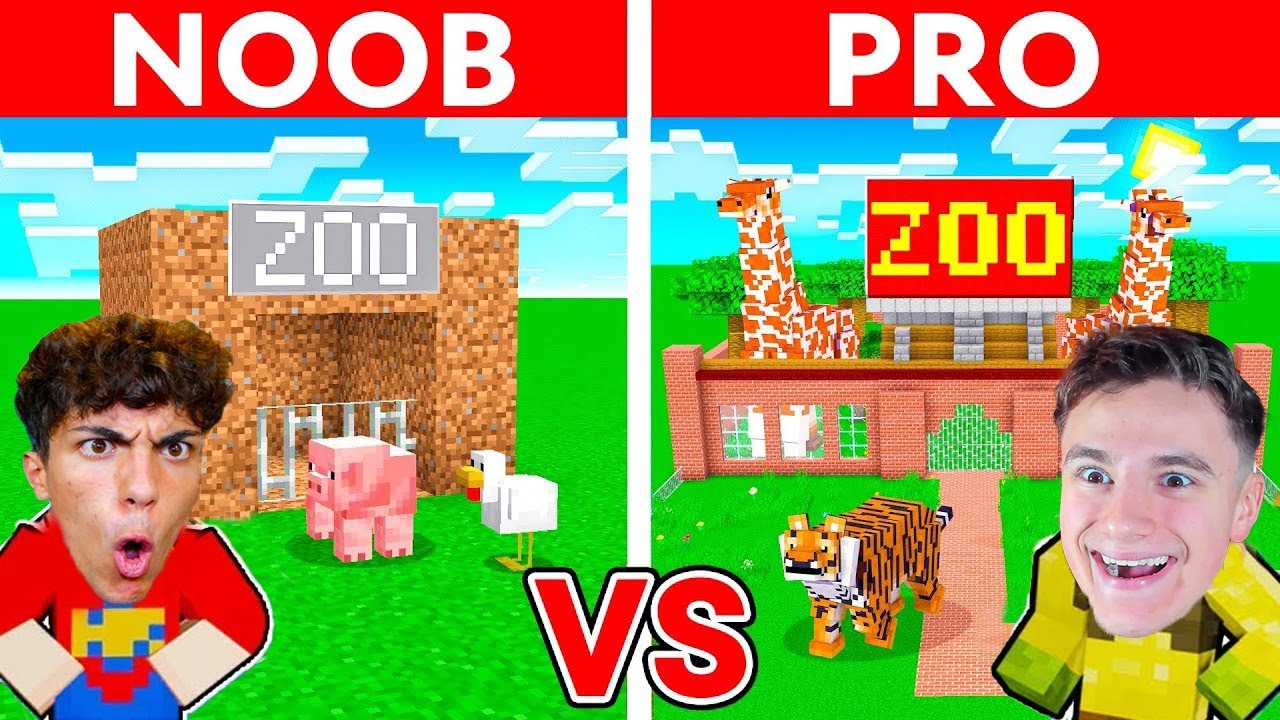 NOOB VS PRO: COSTRUIAMO LO ZOO NELLA BATTAGLIA DI COSTRUZIONI su MINECRAFT!