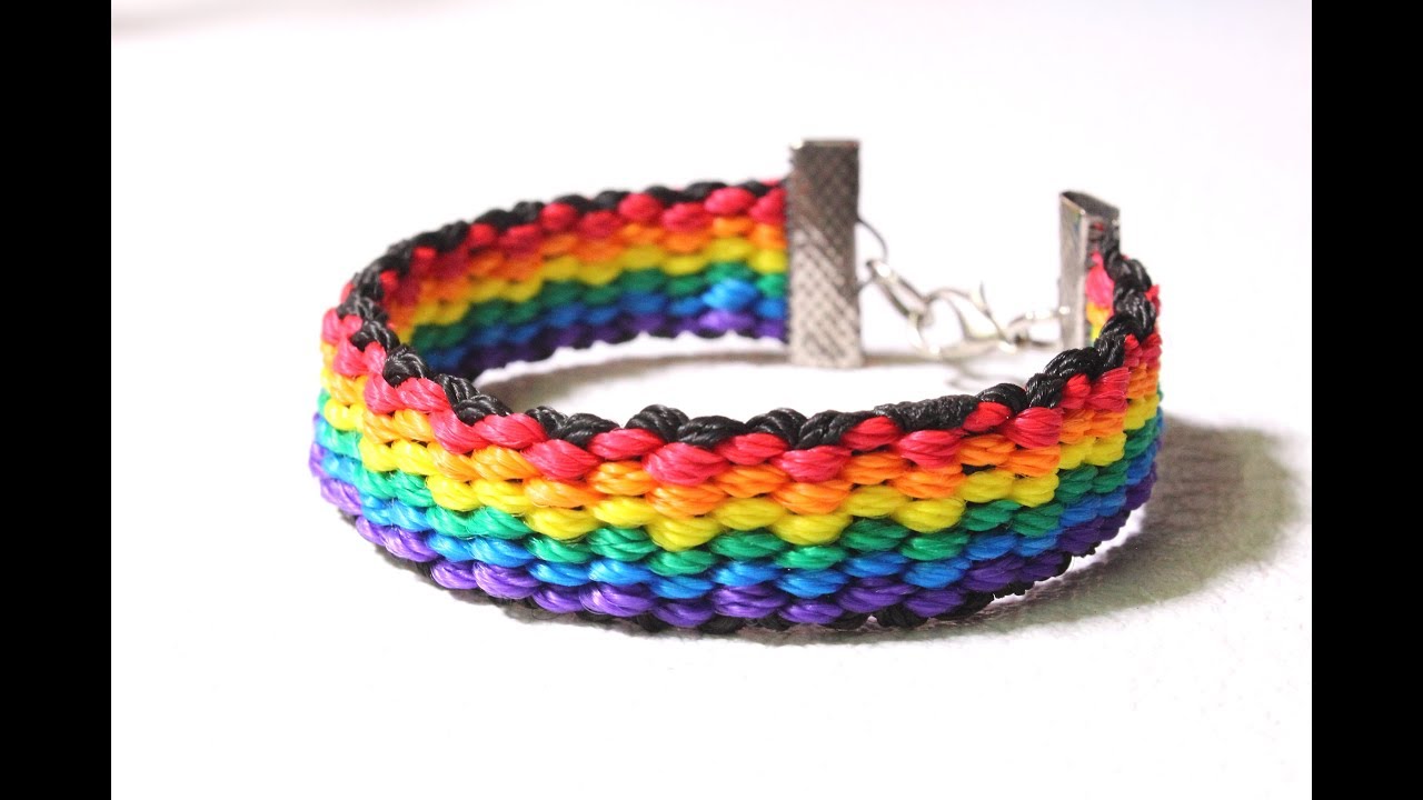 Pulsera de hilo / kumihimo cuadrado / Pulsera lgbt / Pulsera de hilo fácil