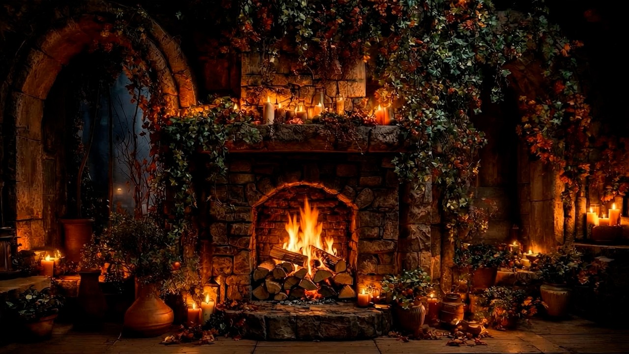 Quiet Night by the Fire 🌙 Warm Crackling Fireplace for Relaxation and Peace