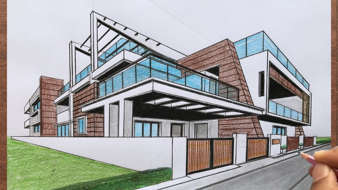 How to Draw a House in 2-Point Perspective Step by Step