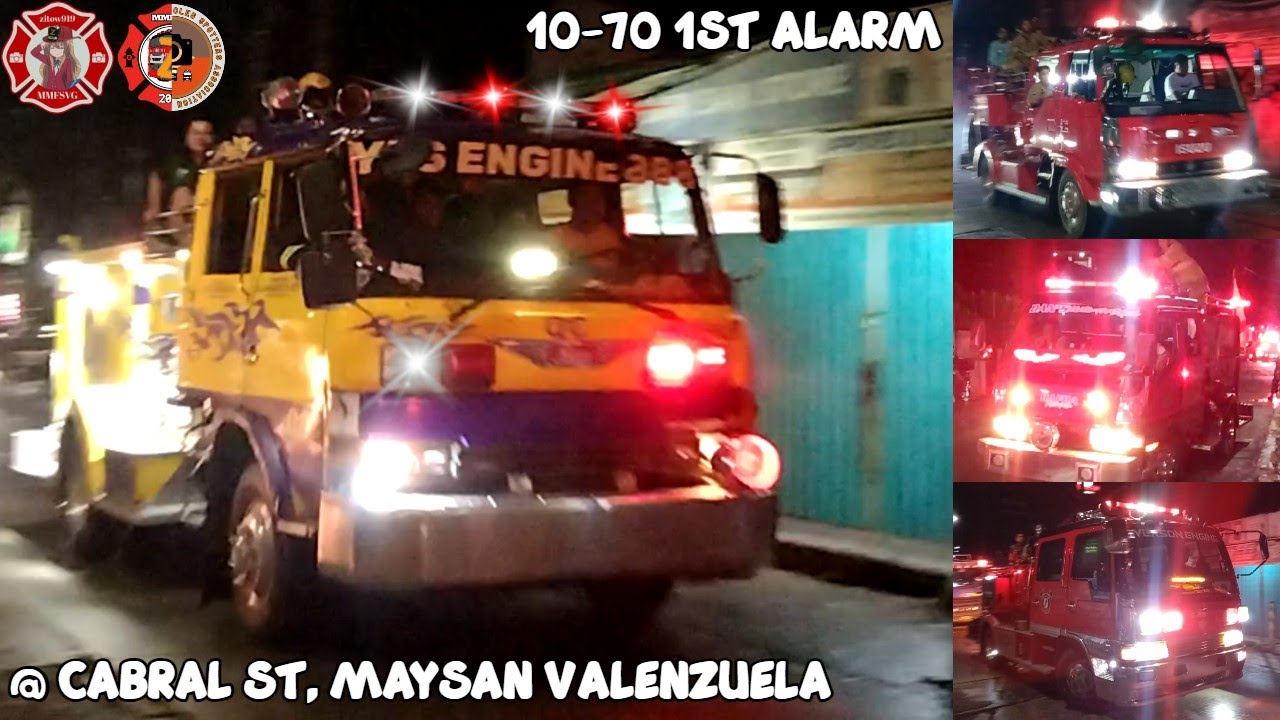 (10-70) 1ST ALARM - FIRETRUCKS RESPONDING TO CABRAL ST, MAYSAN VALENZUELA CITY