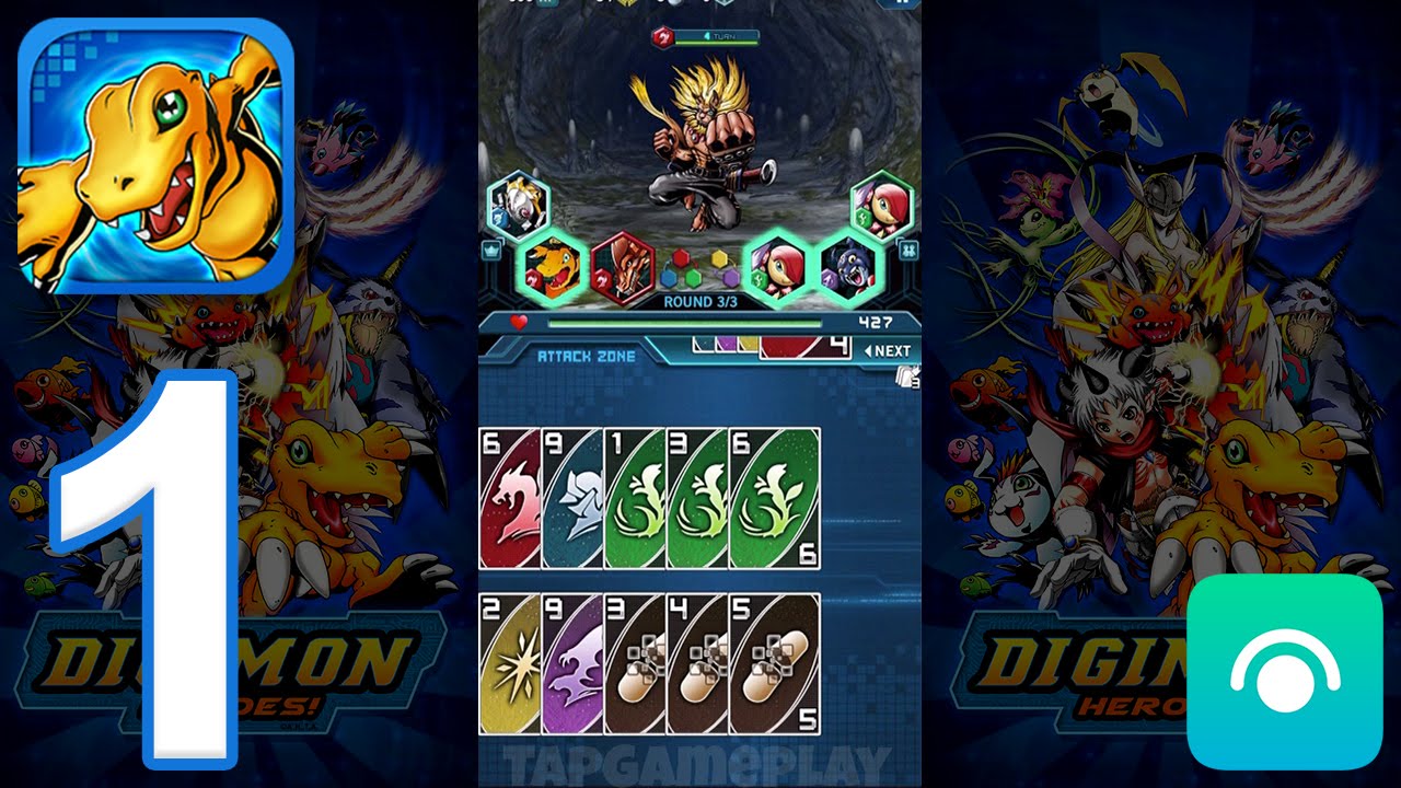Digimon Heroes! - Gameplay Walkthrough Part 1 - 1. The First Trial 1 (iOS, Android)