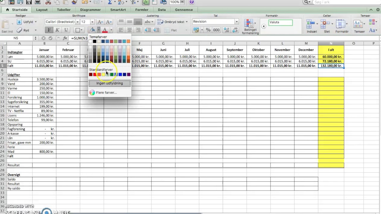 Lav et budget - Excel