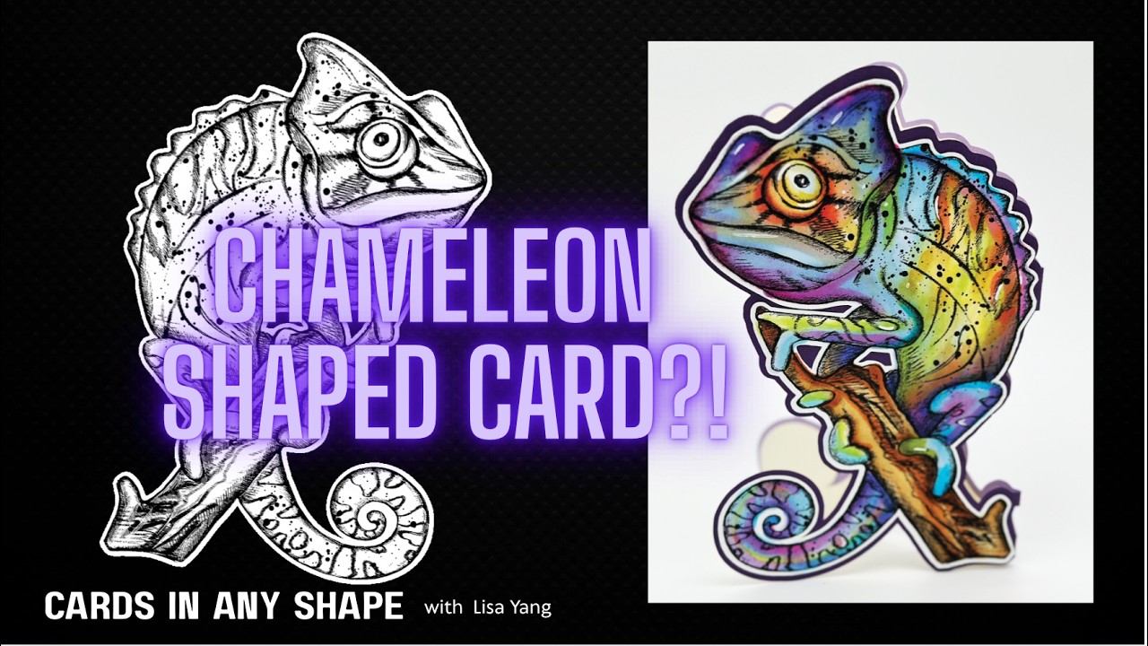 Look! I Made A Chameleon-Shaped Card.  #shorts#cardsinanyshape #cardcreations #cricut
