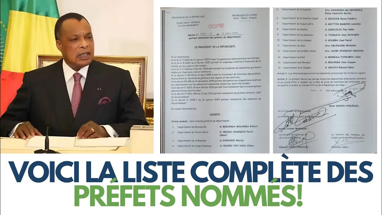 Urgent | Nominations des Préfets de Département en République du Congo !