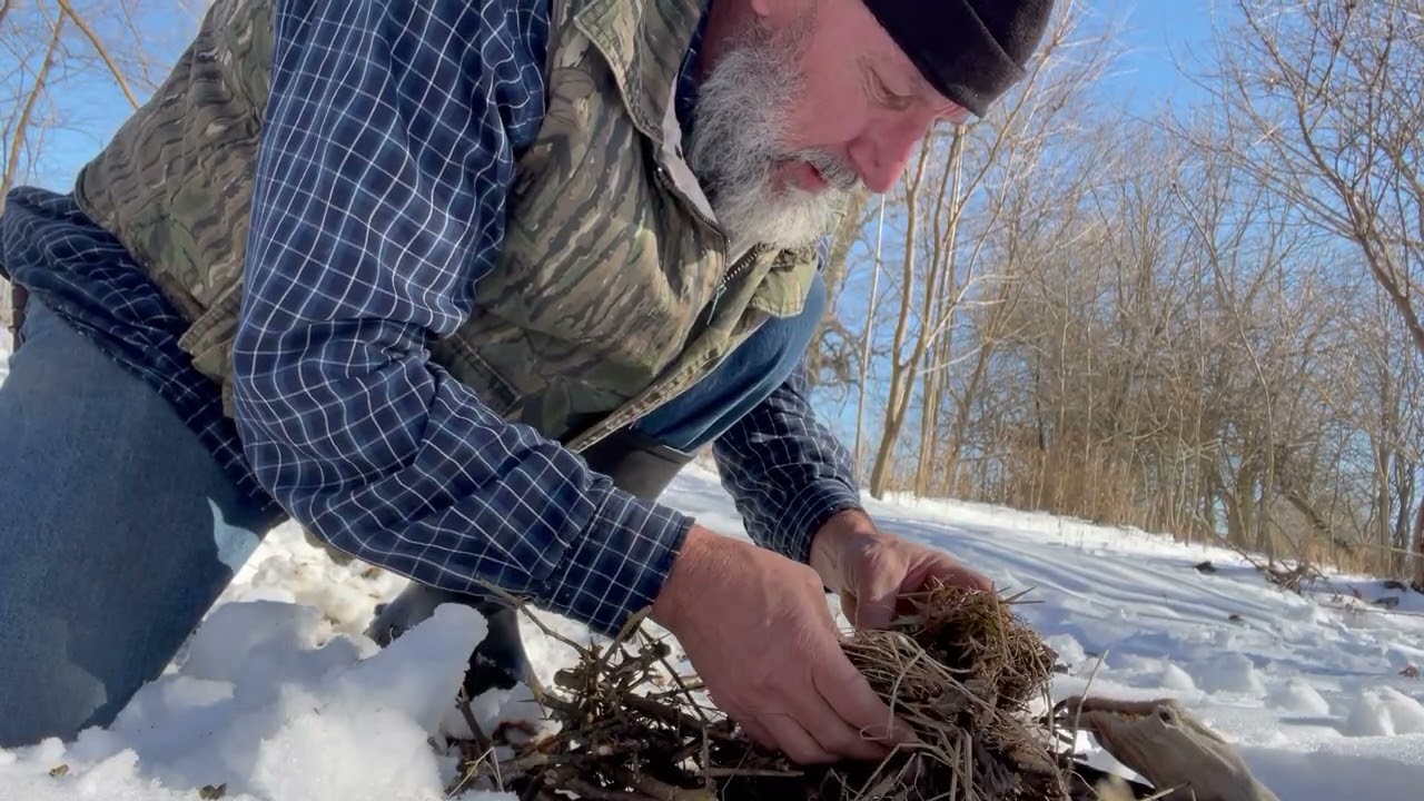 Rabbit in the Snow pt. 1 #bushcraft #farming #farmlife #survival 