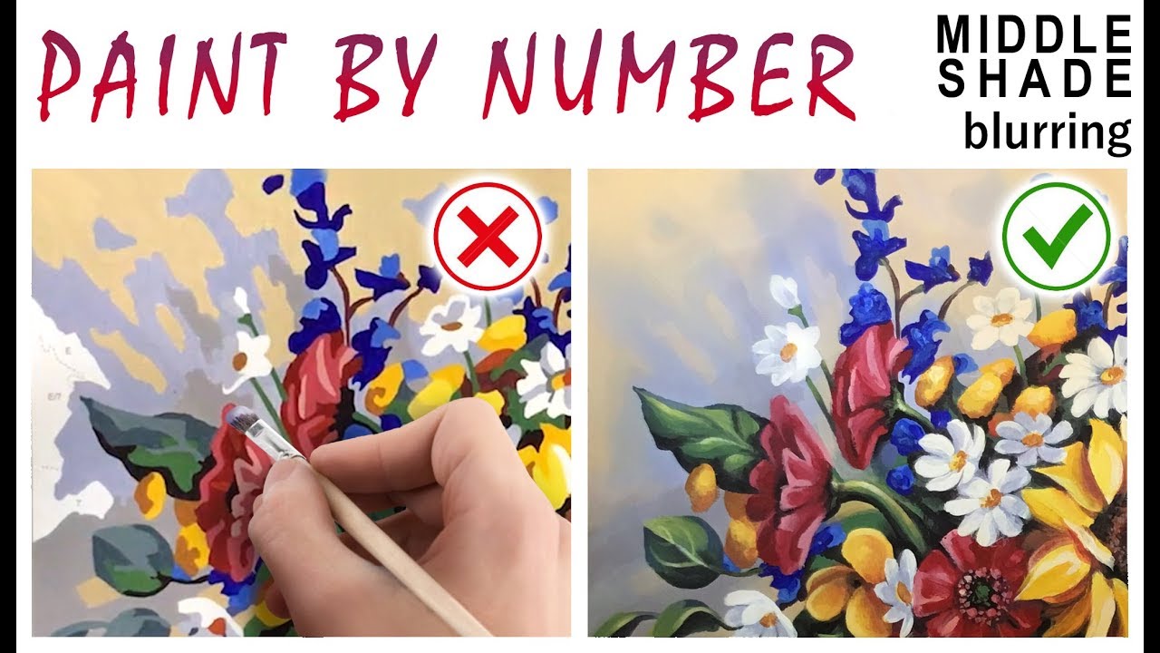 MIDDLE SHADE blurring is way for smoothing color edges on paint by numbers. Color blend art tip