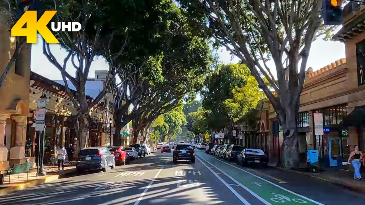 San Luis Obispo California 4K Driving Tour | Tree-Lined Streets and Historic Architecture