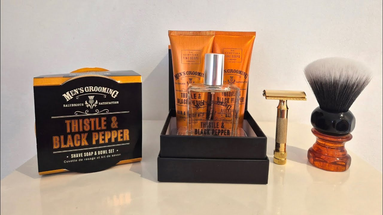 The Scottish Soap Company Men's Grooming Thistle and Black Pepper / Merkur 34G / PAA Amber Aerolite