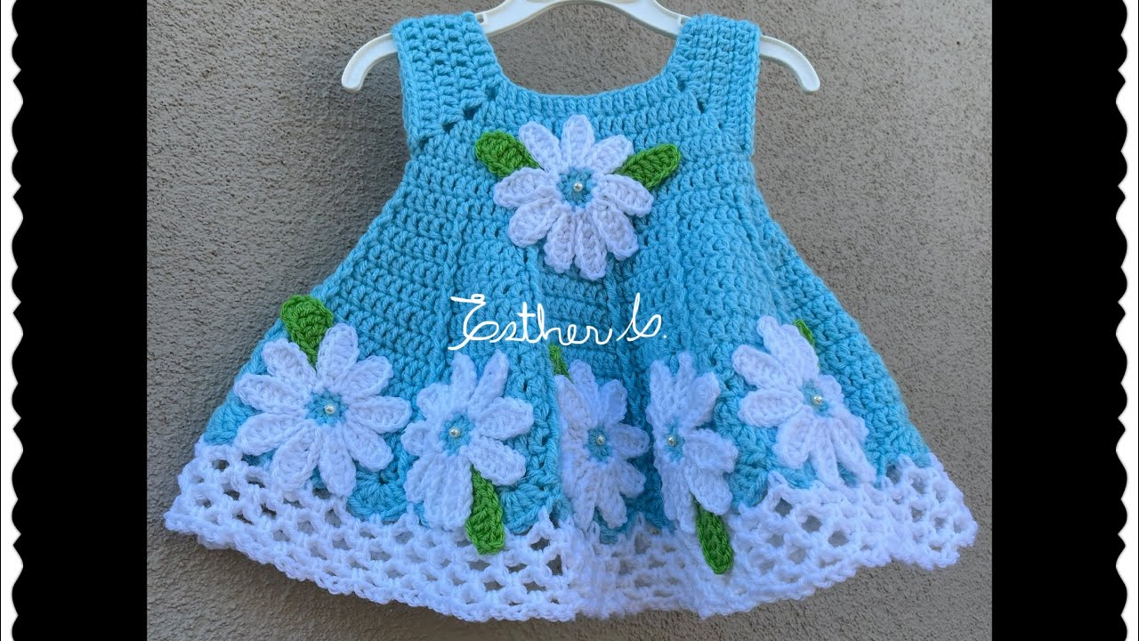 Vestido tejido a crochet para bebé 3-6 meses