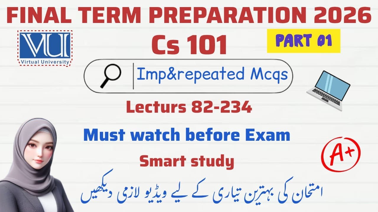 CS101 Introduction Final Term Preparation 2025 & 2026 Most Important and  Repeated MCQs Past Papers