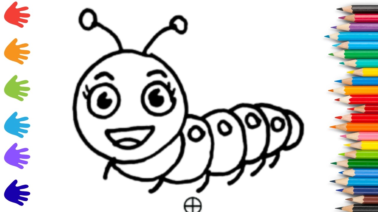 How To Draw cute Caterpillar Drawing, Painting & Coloring For Kids and Toddlers_ Child Art 🐋🌈🎨