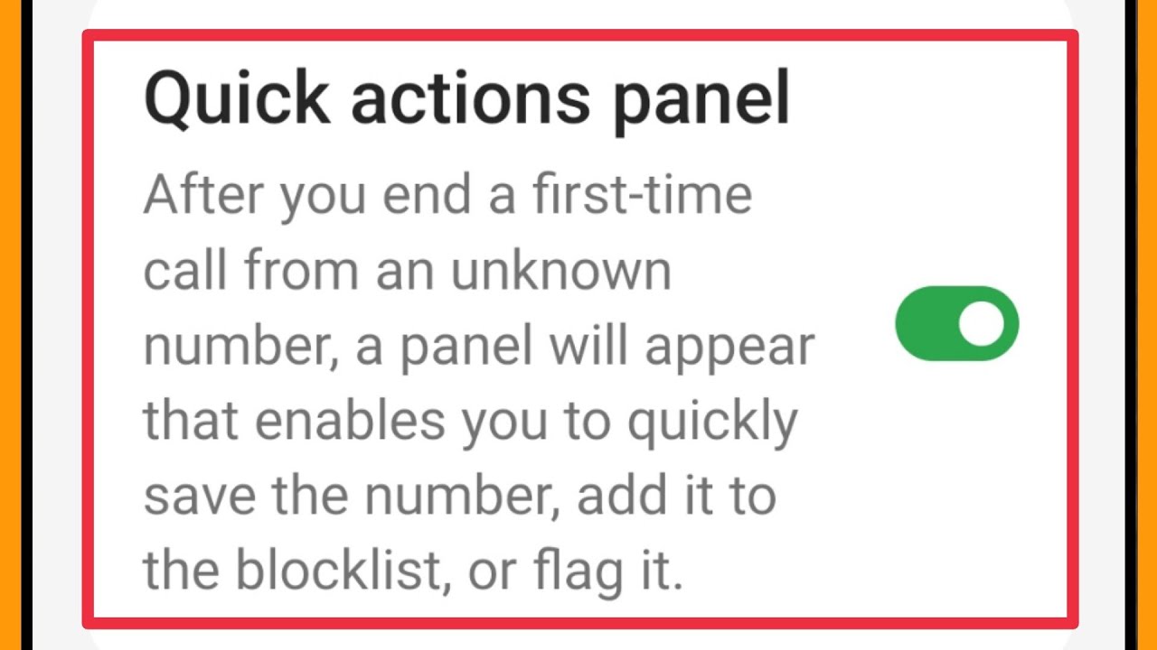 Quick Actions Panel Settings in Phone Dialer OnePlus Mobile