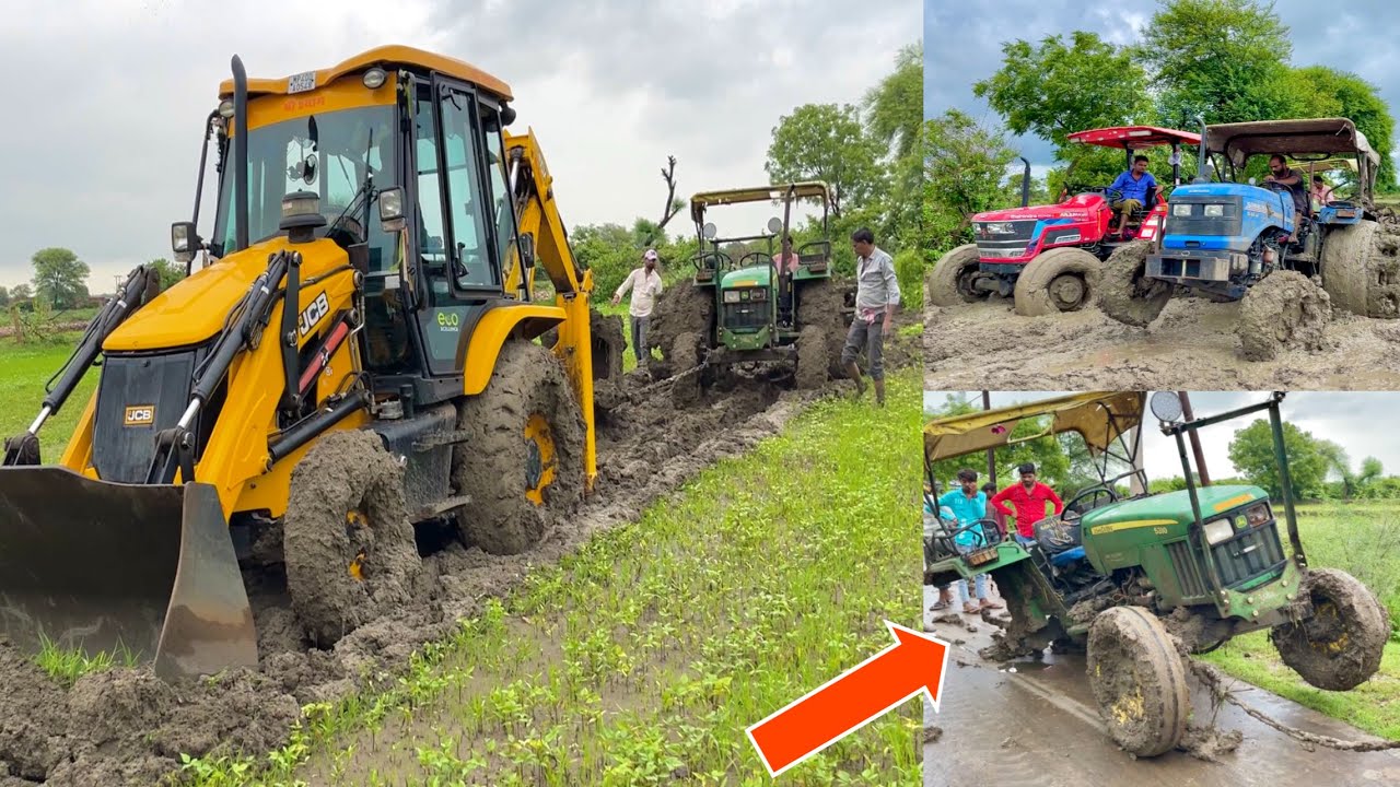 Part-2 | John Deere 5310 का कीचड़ में पिछला पहिया ही टूट गया JCB मशीन से खींच कर निकाला बाहर