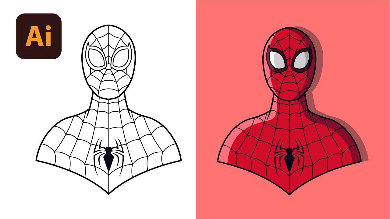 Illustrator Tutorial | How to create Spiderman vector