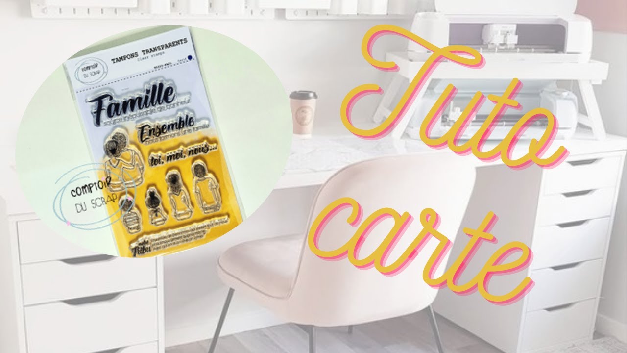 Tuto carte avec le tampon famille de chez @Comptoir du scrap #scrap  #tuto #polychromos