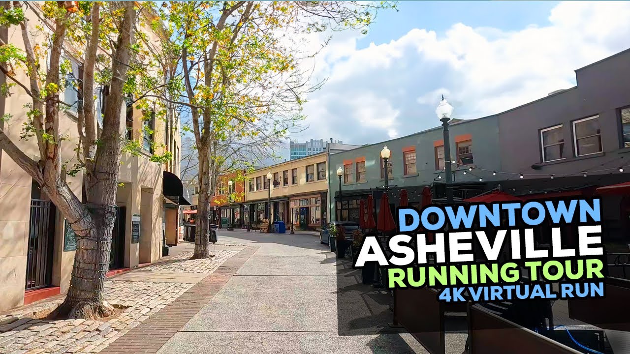 Virtual Run Tour of Downtown Asheville - 4K