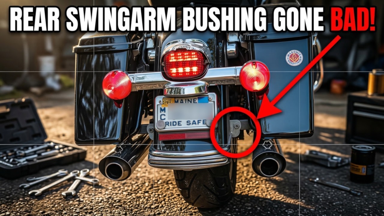 Люфт в задней подвеске Harley Davidson Road King? Решение: замена изношенных втулок маятника.