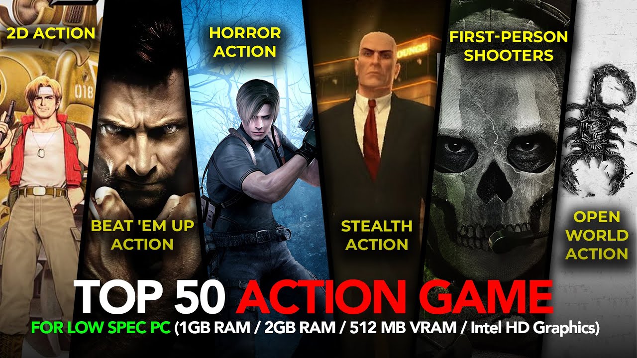 Top 50 Action Games for Low End PCs (1GB/2GB RAM | Intel HD Graphics) in 2025