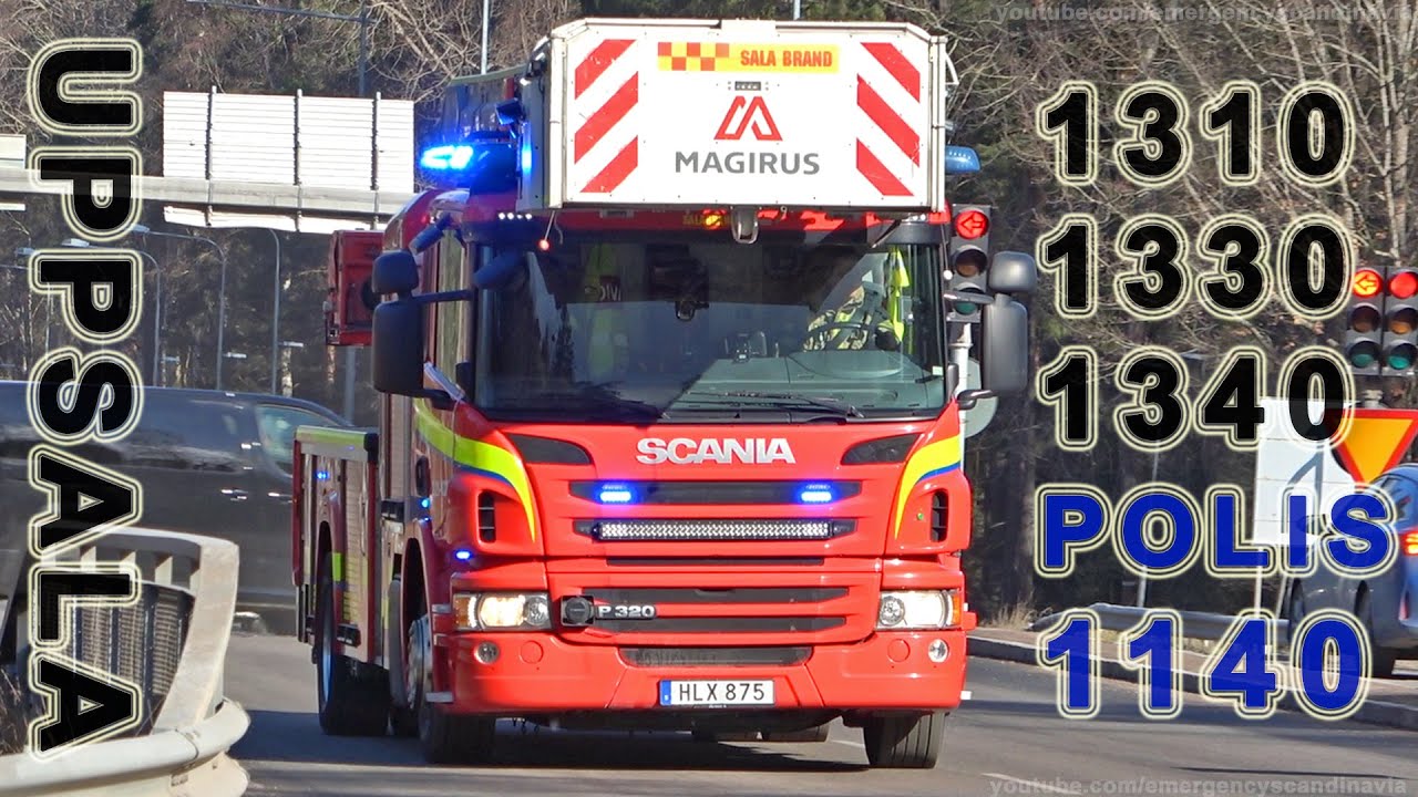 Fire trucks and police responding in Uppsala/Utryckning Uppsala räddningstjänst [SE | 3.2025]