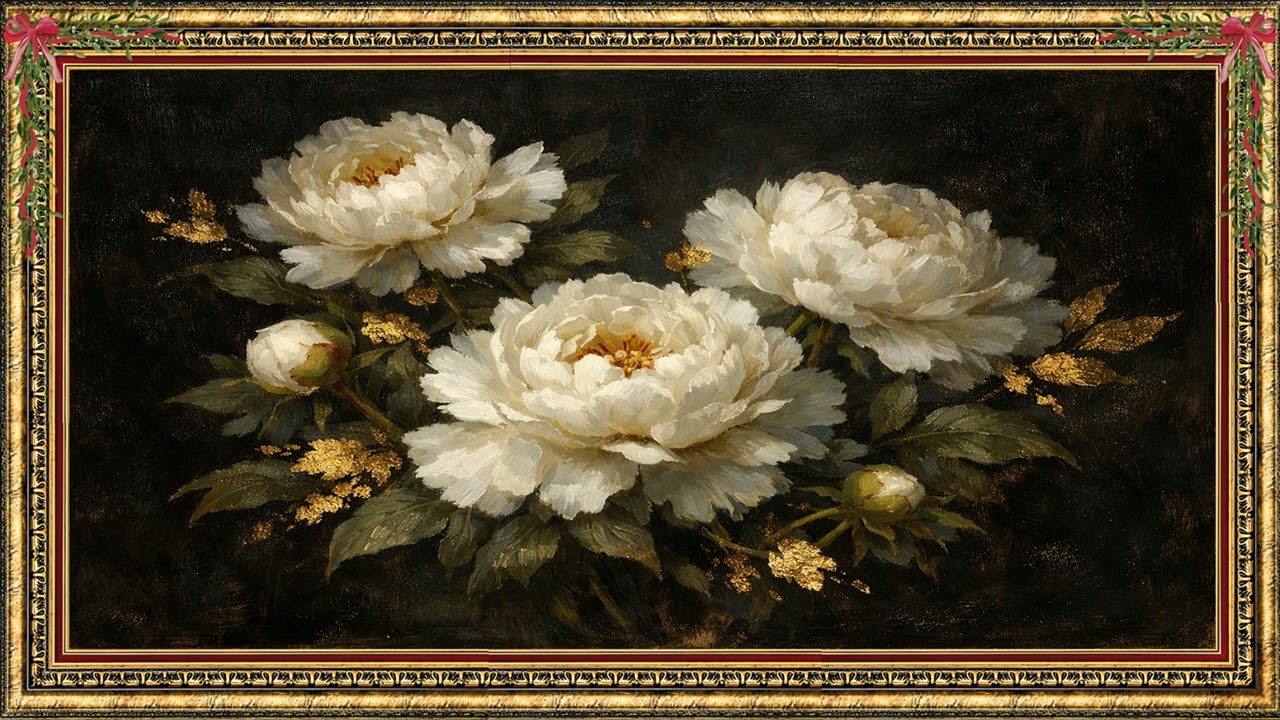 Gilded Peonies | Golden Bloom ✨Midnight Petals | Pure Ivory 🌙