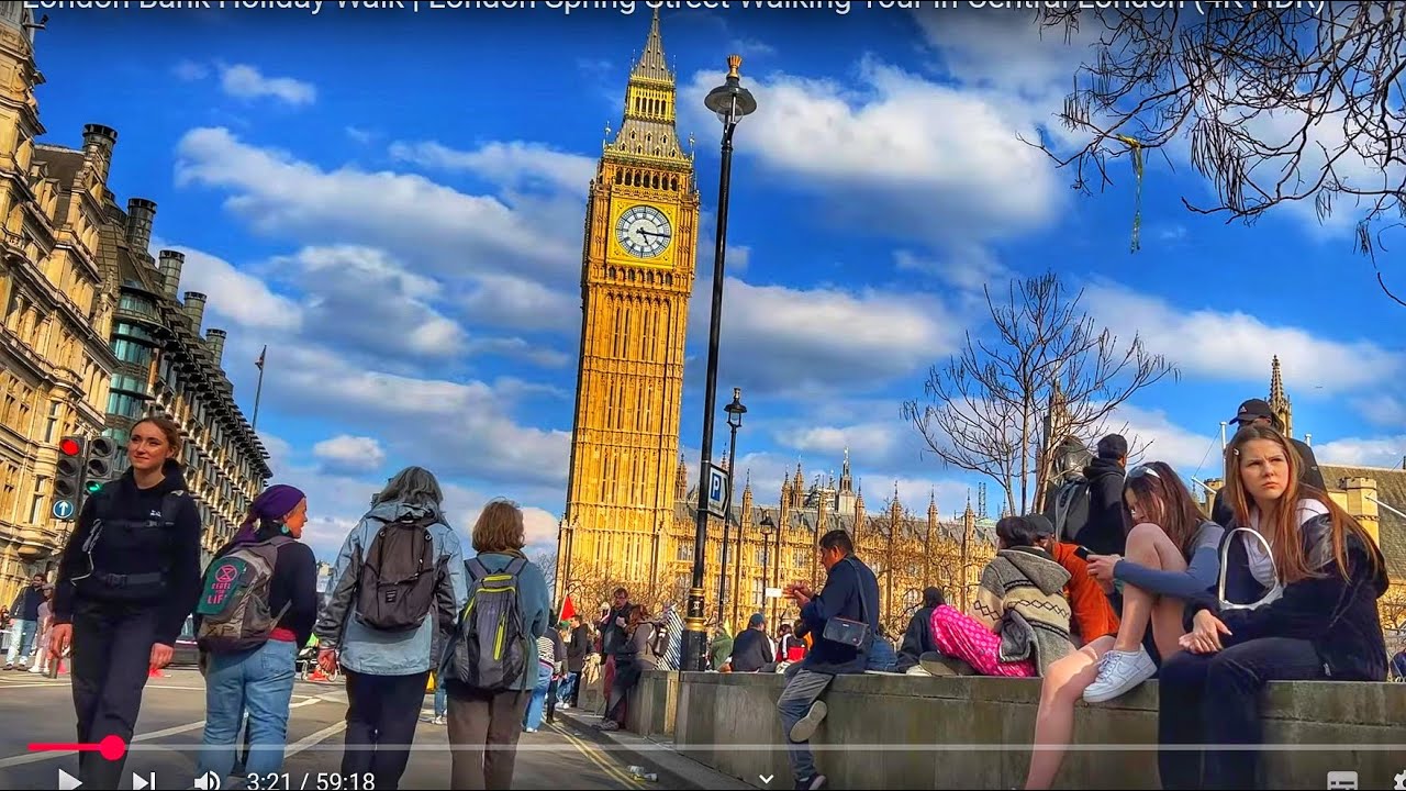 London Bank Holiday Walk | Big Ben to Victoria via Buckkingham Palace London Spring Walk  (4K HDR)