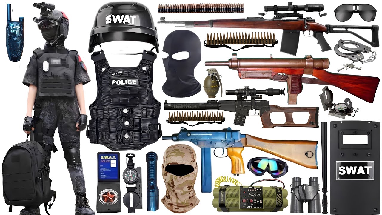 Special Forces military toy gun set unboxing, 98K, AWM sniper rifle, hunting rifle,Colt M1991 pistol