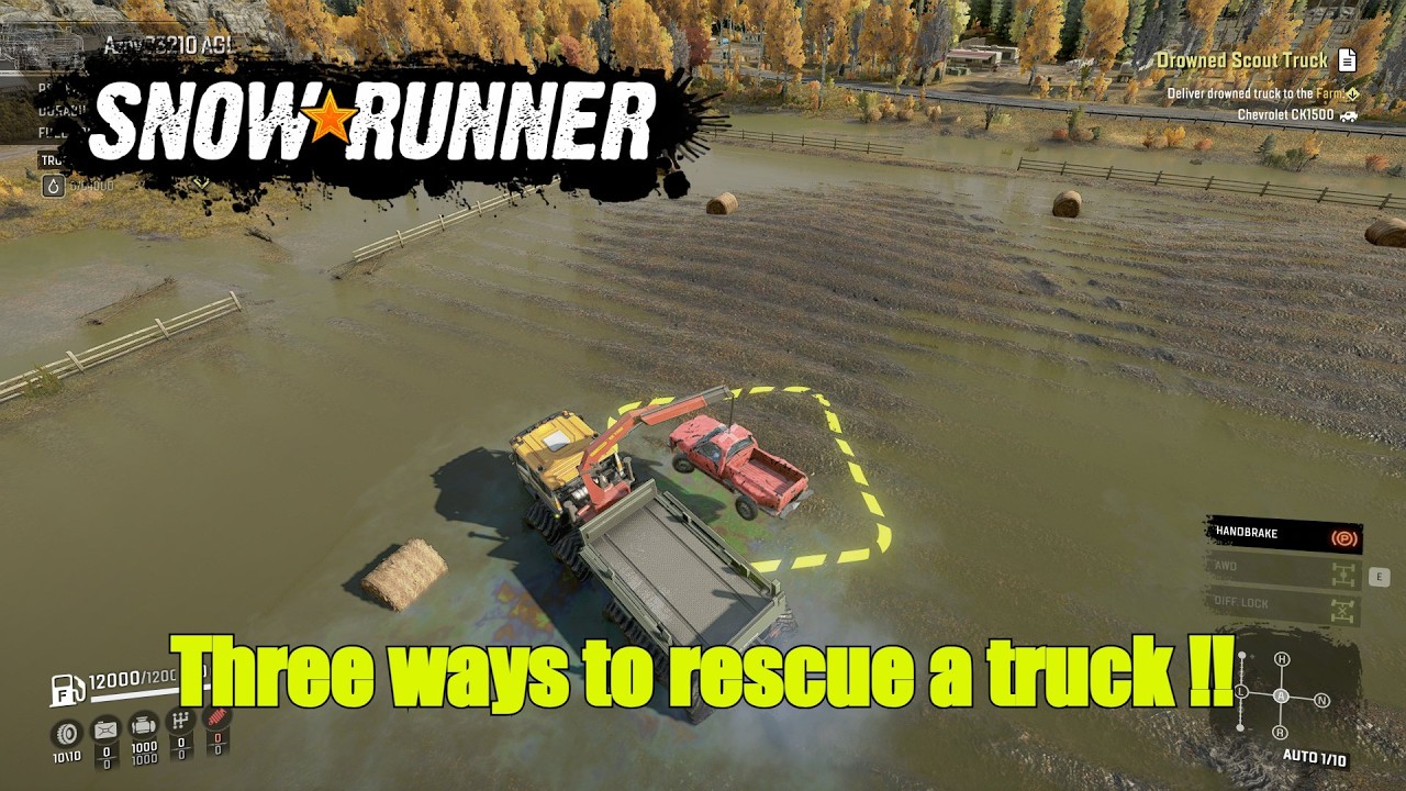 Drowned Scout Truck | Three ways to recovery by Cargo truck | Michigan Snowrunner