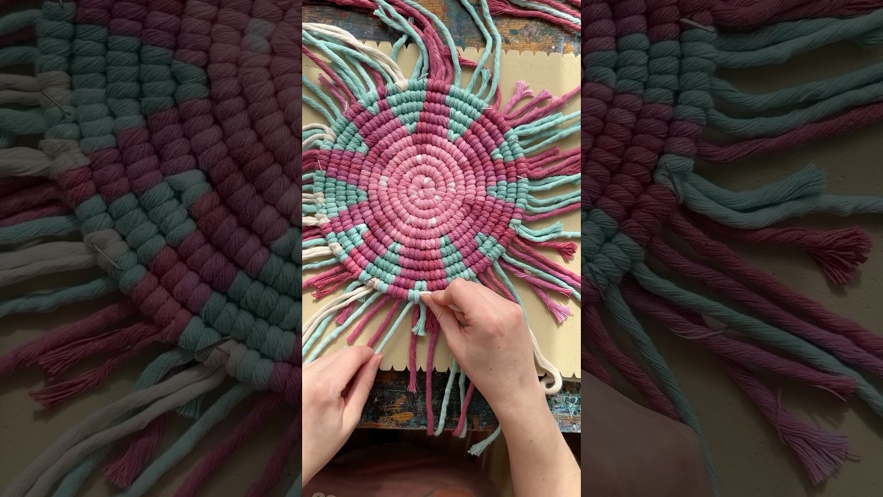 The making of a spiral macrame wall hanging, one knot at a time. #macrame #macramewallhanging
