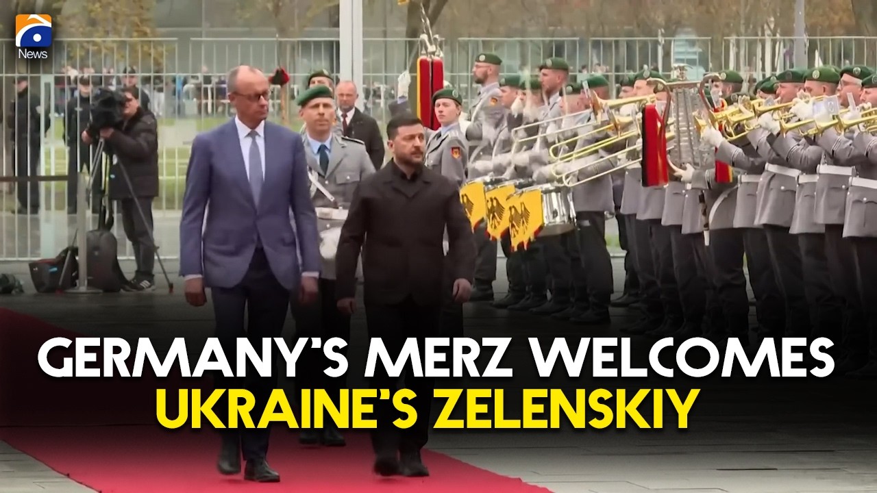 Germany's Merz receives Ukraine's Zelenskiy with military honors | Geo News English