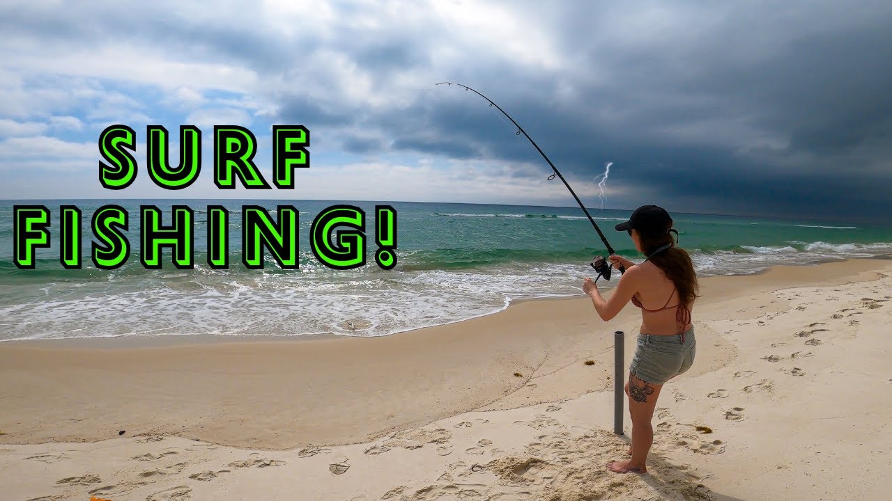 GIRL SURF FISHING FLORIDA BEACH and THIS HAPPENED! 🎣