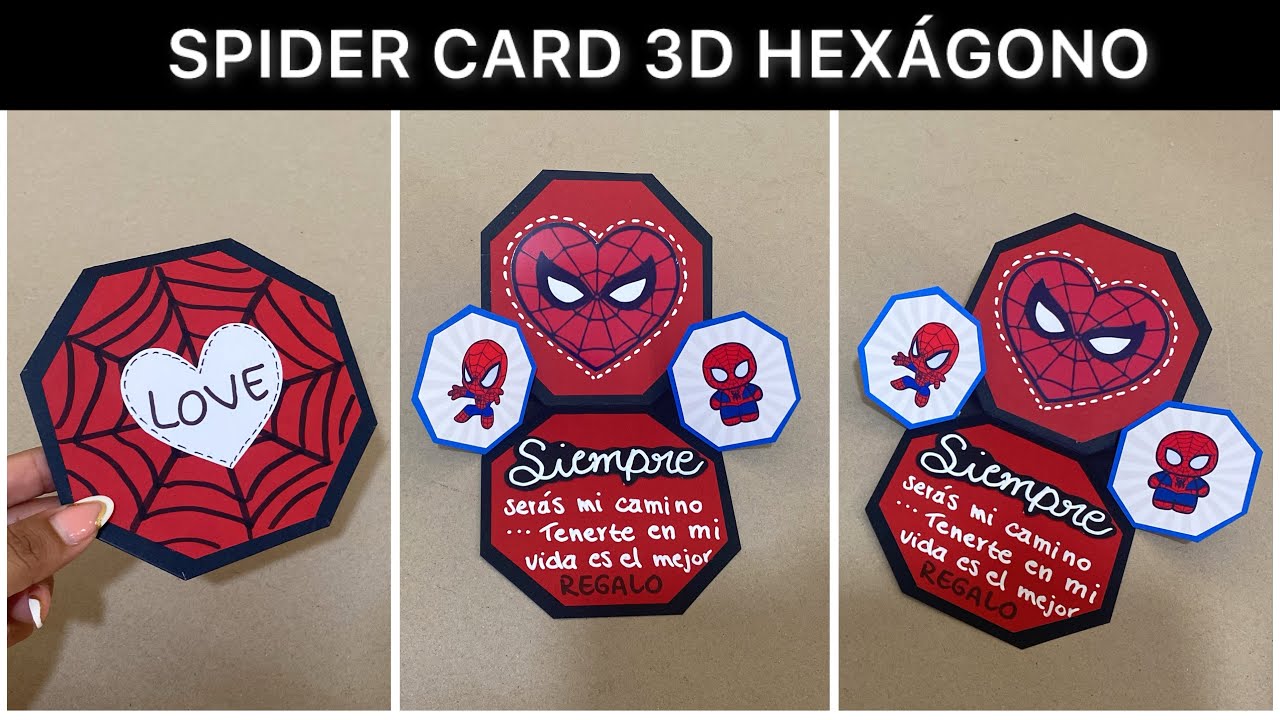 TUTORIAL Carta Spider Card 3D en forma de hexágono | Tarjeta expandible para regalar