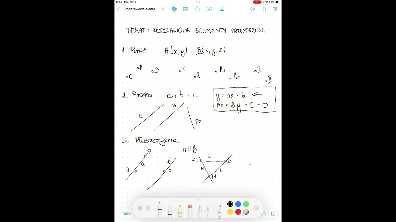 Geometria wykreślna - podstawowe elementy przestrzeni