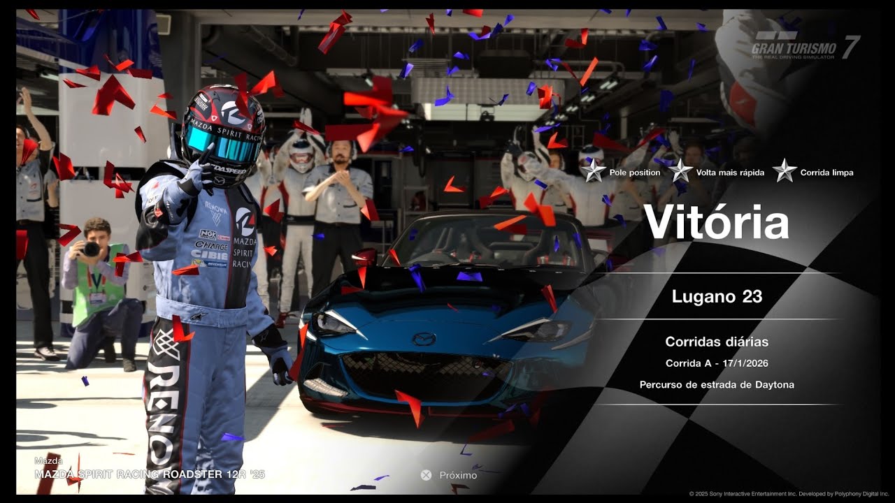 GT7 - Corridas on-line - Daytona percurso de estrada c/ Mazda SR Roadster 12R '25 (Vitória)