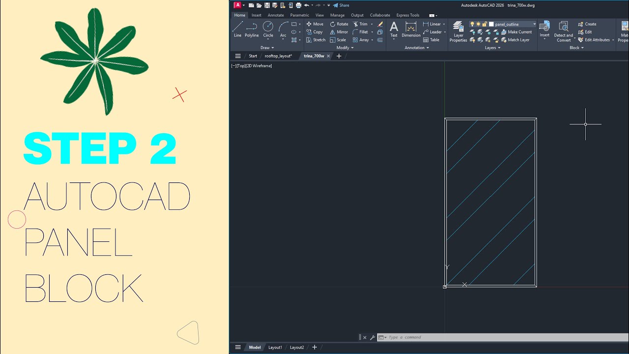 How to Draft a Solar Panel Outline and Create an AutoCAD Block | Rooftop Solar Layout Design Step 2